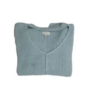 Lucky Brand Baby Blue Thick Knit V-Neck Keyhole Sweater